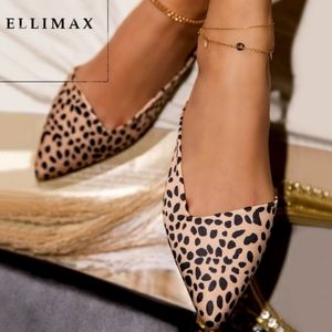 NEW🔥Cheetah Pointed Toe Slip On Flat Loafer Mules